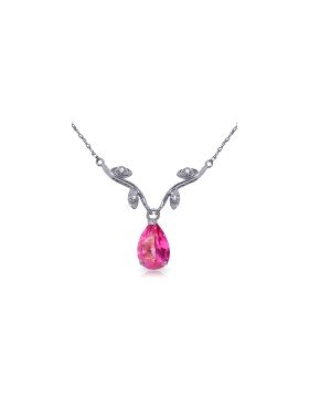 1.52 Carat 14K White Gold Naturalive Moment Pink Topaz Diamond Necklace