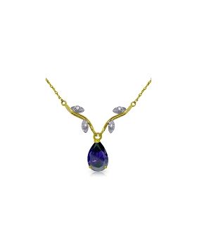 1.52 Carat 14K Gold Necklace Natural Diamond Sapphire