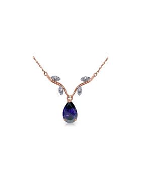 14K Rose Gold Natural Diamond & Sapphire Necklace Gemstone