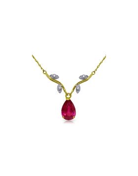 1.52 Carat 14K Gold Sing No More Ruby Diamond Necklace