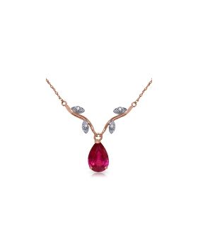 14K Rose Gold Natural Diamond & Ruby Necklace Genuine