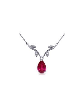 1.52 Carat 14K White Gold Rosebud Ruby Diamond Necklace