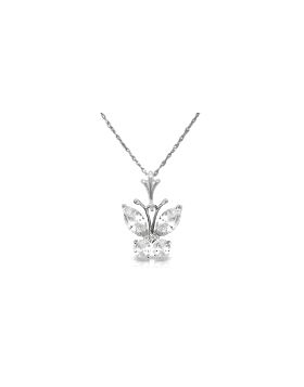 1.5 Carat 14K White Gold Butterfly Necklace Cubic Zirconia