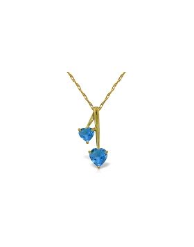 1.4 Carat 14K Gold Hearts Necklace Natural Blue Topaz