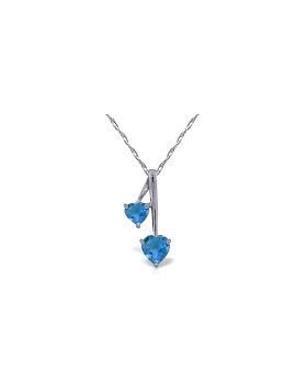 1.4 Carat 14K White Gold Hearts Necklace Natural Blue Topaz