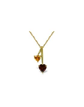 1.4 Carat 14K Gold Hearts Necklace Natural Garnet Citrine