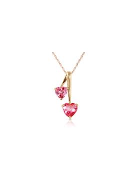 1.4 Carat 14K Gold Hearts Necklace Natural Pink Topaz