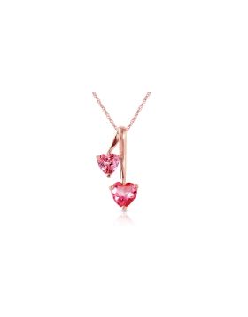 14K Rose Gold Hearts Necklace w/ Natural Pink Topaz