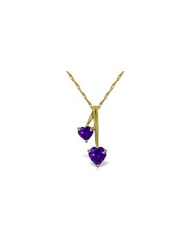 1.4 Carat 14K Gold Hearts Necklace Natural Purple Amethyst