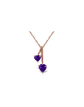 14K Rose Gold Hearts Necklace w/ Natural Purple Amethysts