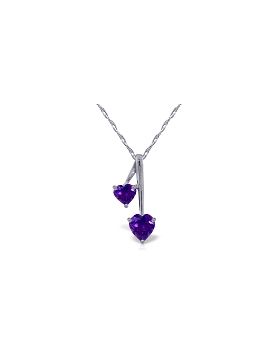 1.4 Carat 14K White Gold Hearts Necklace Natural Purple Amethyst