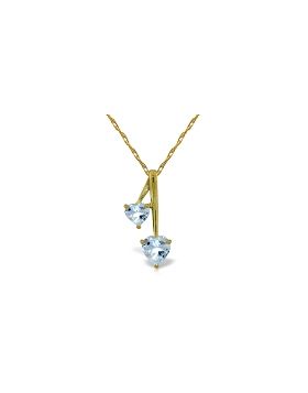 1.4 Carat 14K Gold Hearts Necklace Natural Aquamarine