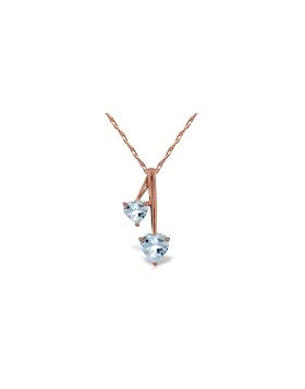 14K Rose Gold Hearts Necklace w/ Natural Aquamarine