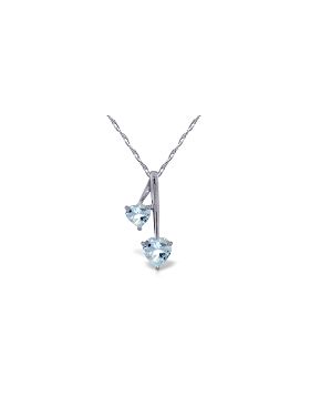 1.4 Carat 14K White Gold Hearts Necklace Natural Aquamarine