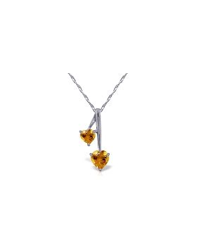 1.4 Carat 14K White Gold Hearts Necklace Natural Citrine