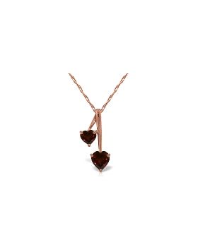 14K Rose Gold Hearts Necklace w/ Natural Garnets