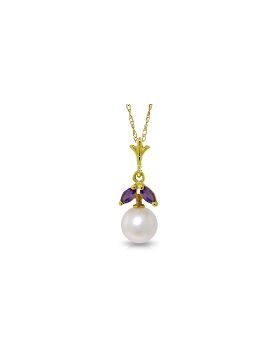 2.2 Carat 14K Gold Necklace Natural Pearl Amethyst