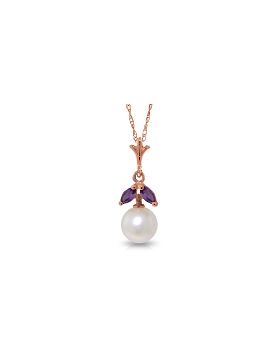 14K Rose Gold Natural Pearl & Amethyst Necklace Class