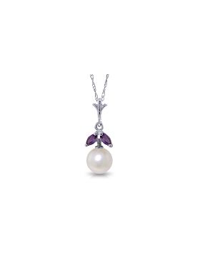 2.2 Carat 14K White Gold Necklace Natural Pearl Amethyst