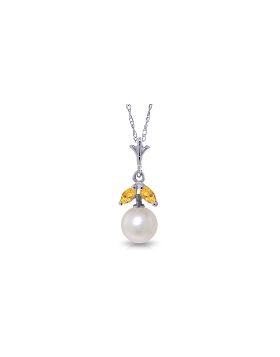 2.2 Carat 14K White Gold Necklace Natural Pearl Citrine