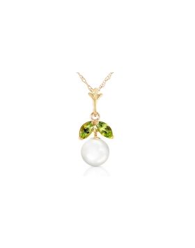 2.2 Carat 14K Gold Necklace Natural Pearl Peridot