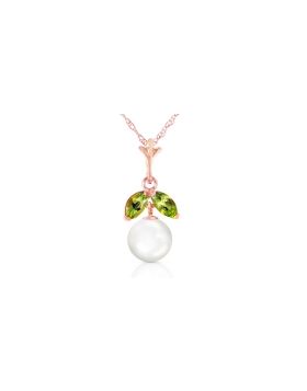 14K Rose Gold Natural Pearl & Peridot Necklace Certified