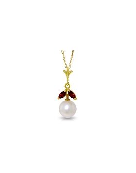 2.2 Carat 14K Gold Necklace Natural Pearl Garnet
