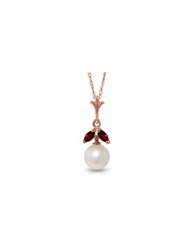 14K Rose Gold Natural Pearl & Garnet Necklace Gemstone