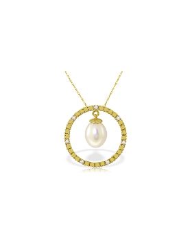 4.1 Carat 14K Gold Diamond Pearl Circle Of Love Necklace
