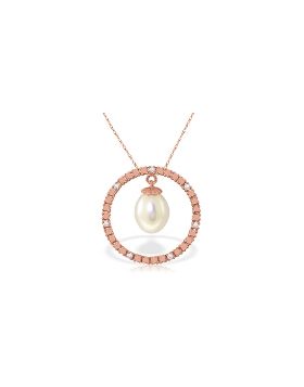 14K Rose Gold Diamonds & Pearl Circle Of Love Necklace