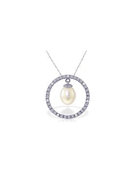 4.1 Carat 14K White Gold Diamond Pearl Circle Of Love Necklace