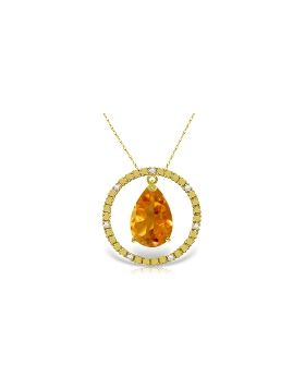 6.6 Carat 14K Gold Diamond Citrine Circle Of Love Necklace