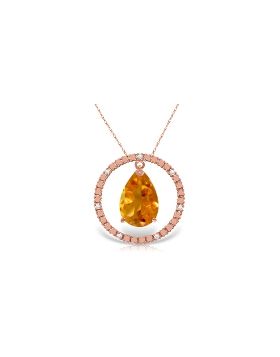 14K Rose Gold Diamonds & Citrine Circle Of Love Necklace