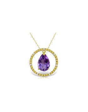 6.6 Carat 14K Gold Diamond Amethyst Circle Of Love Necklace