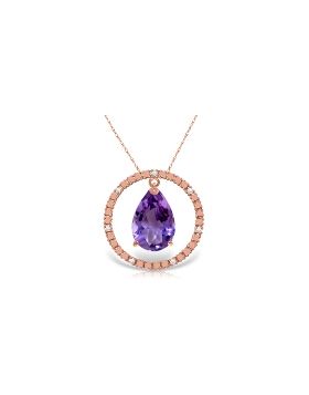 14K Rose Gold Diamonds & Amethyst Circle Of Love Necklace