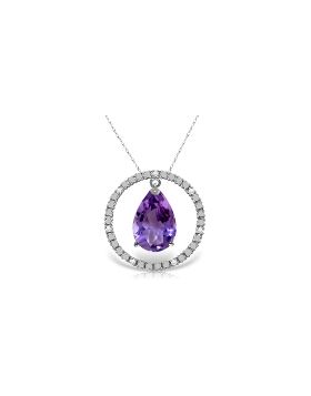 6.6 Carat 14K White Gold Diamond Amethyst Circle Of Love Necklace