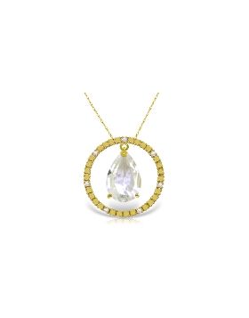 6.6 Carat 14K Gold Diamond White Topaz Circle Of Love Necklace