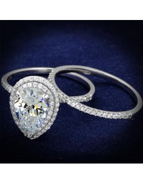 TS466-5 - 925 Sterling Silver Rhodium Ring AAA Grade CZ Clear