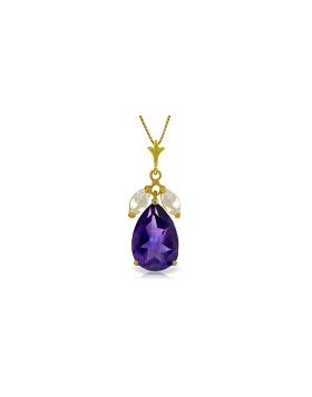 6.5 Carat 14K Gold Necklace Purple Amethyst White Topaz