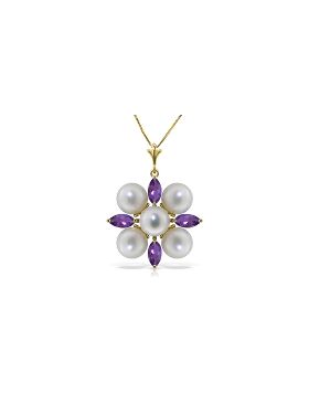 6.3 Carat 14K Gold Demure Amethyst Pearl Necklace