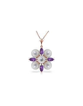 6.3 Carat 14K Rose Gold Necklace Amethyst Pearl