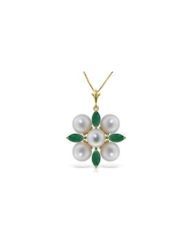 6.3 Carat 14K Gold It Takes Two Emerald Pearl Necklace