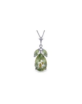 6.5 Carat 14K White Gold Fastidious Green Amethyst Necklace