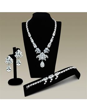 Jewelry Sets,Brass,Rhodium,AAA Grade CZ,Clear