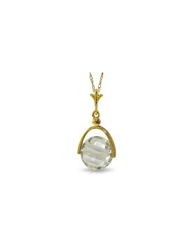 3.25 Carat 14K Gold Necklace Checkerboard Cut Green Amethyst