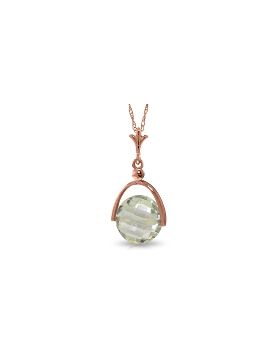 14K Rose Gold Green Amethyst Necklace Gemstone