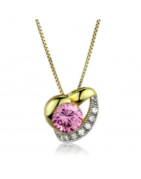 LOS868-20 - 925 Sterling Silver Gold+Rhodium Necklace AAA Grade CZ Rose