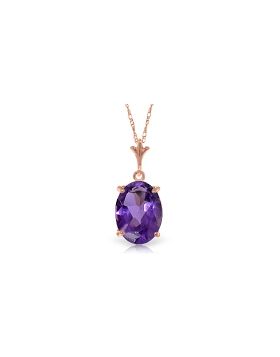 3.12 Carat 14K Rose Gold Solo Oval Amethyst Necklace