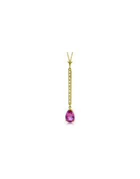 1.8 Carat 14K Gold Necklace Diamond Pink Topaz