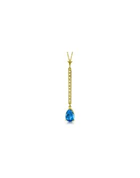 1.8 Carat 14K Gold Andaman Sea Blue Topaz Diampond Necklace